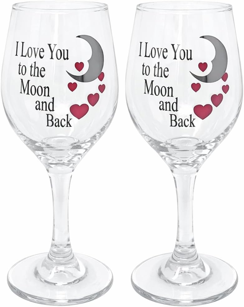 I Love You to the Moon and Back Wine Glasses, Set of 2