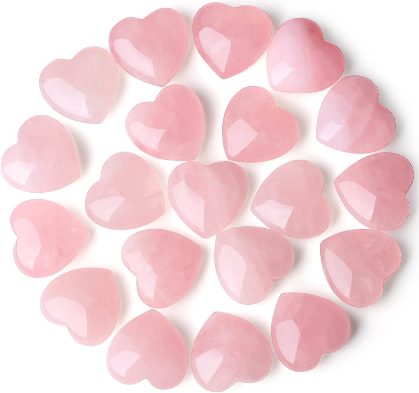 Rose Quartz Heart Crystals, 20 Pcs