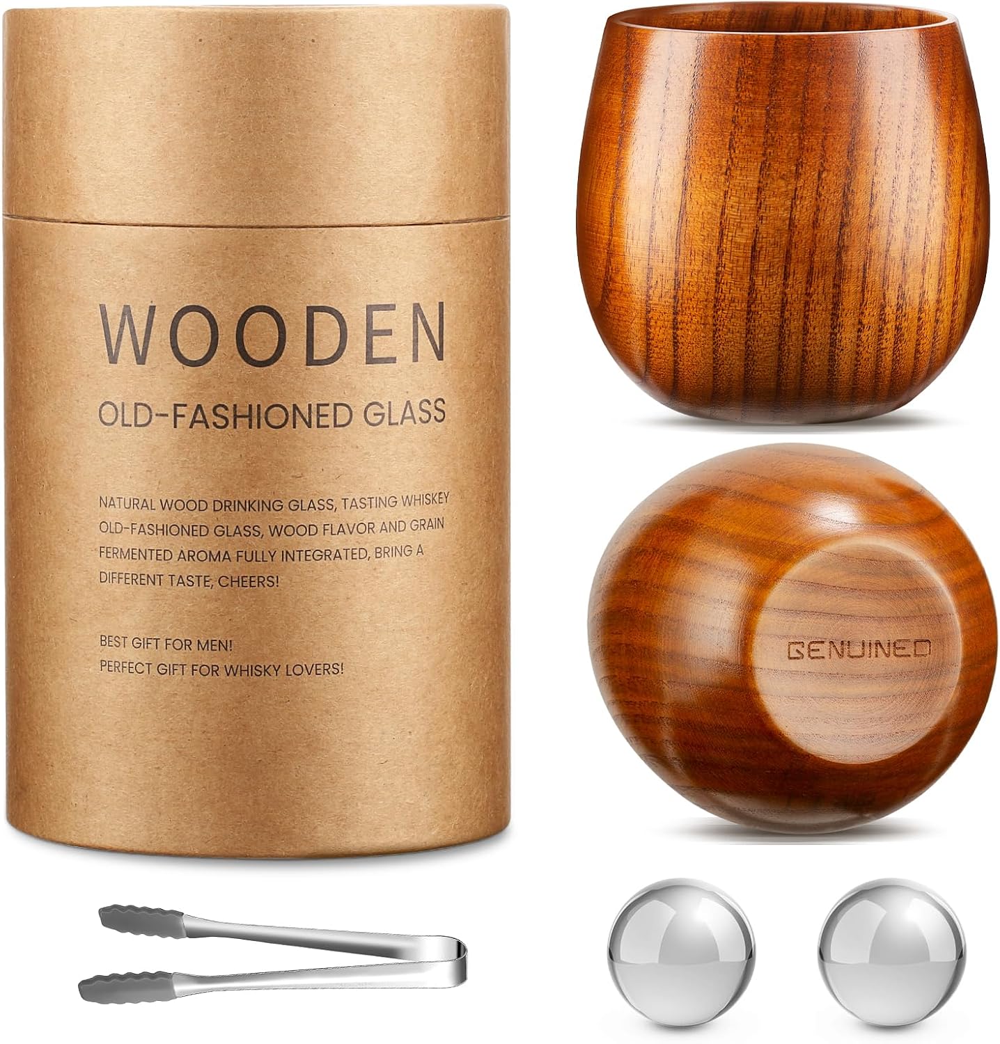 Wooden Whiskey Glasses, Set of 2