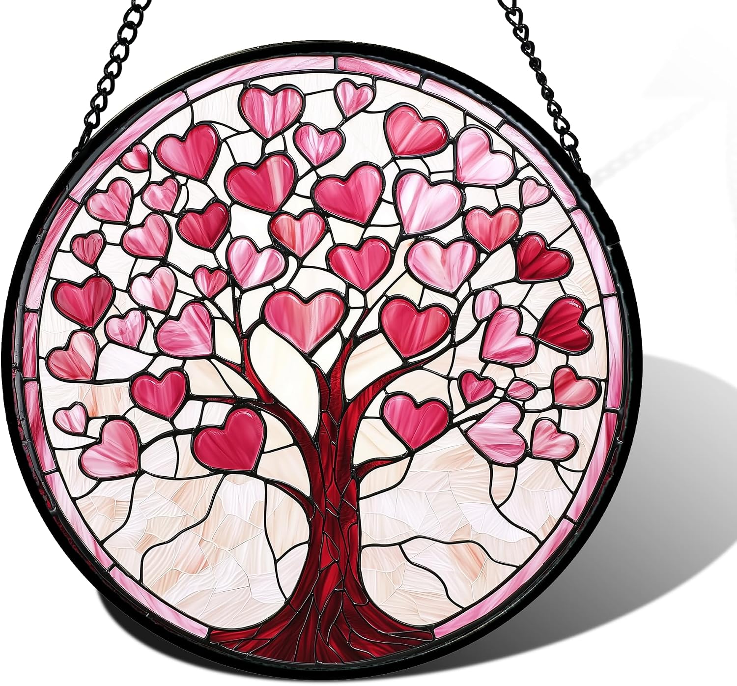 Pink Love Heart Tree Suncatcher