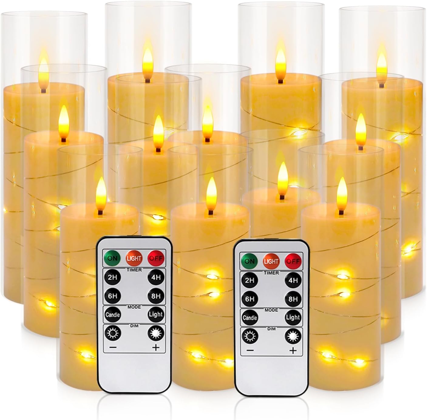 Flickering Flameless Candles with Remote, Pack of 12