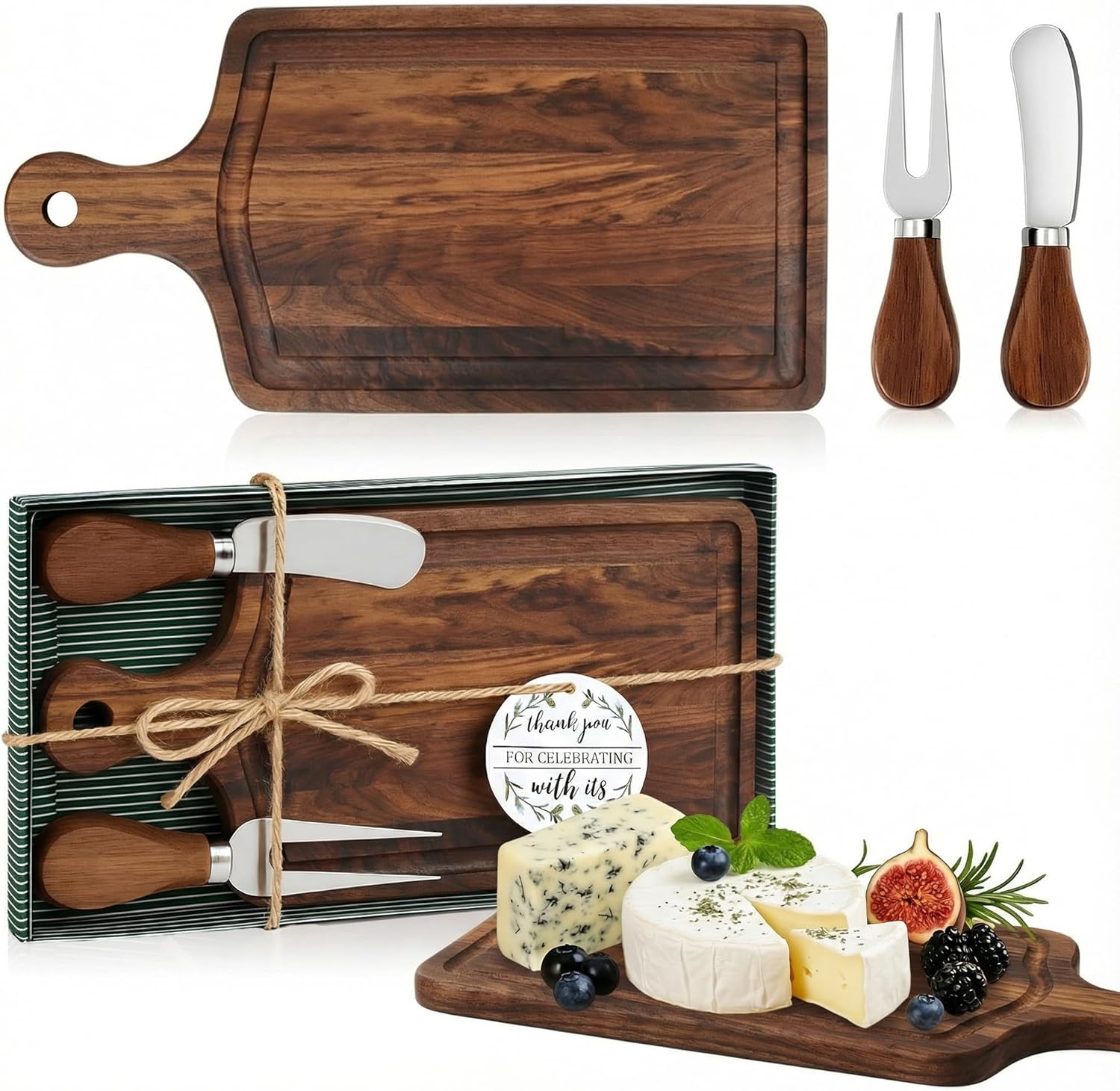 Wooden Square Cheese Board Gift Set