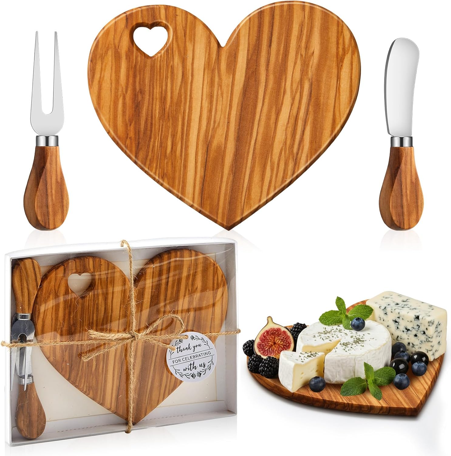 Bridal Shower Heart Cheese Board with Knife