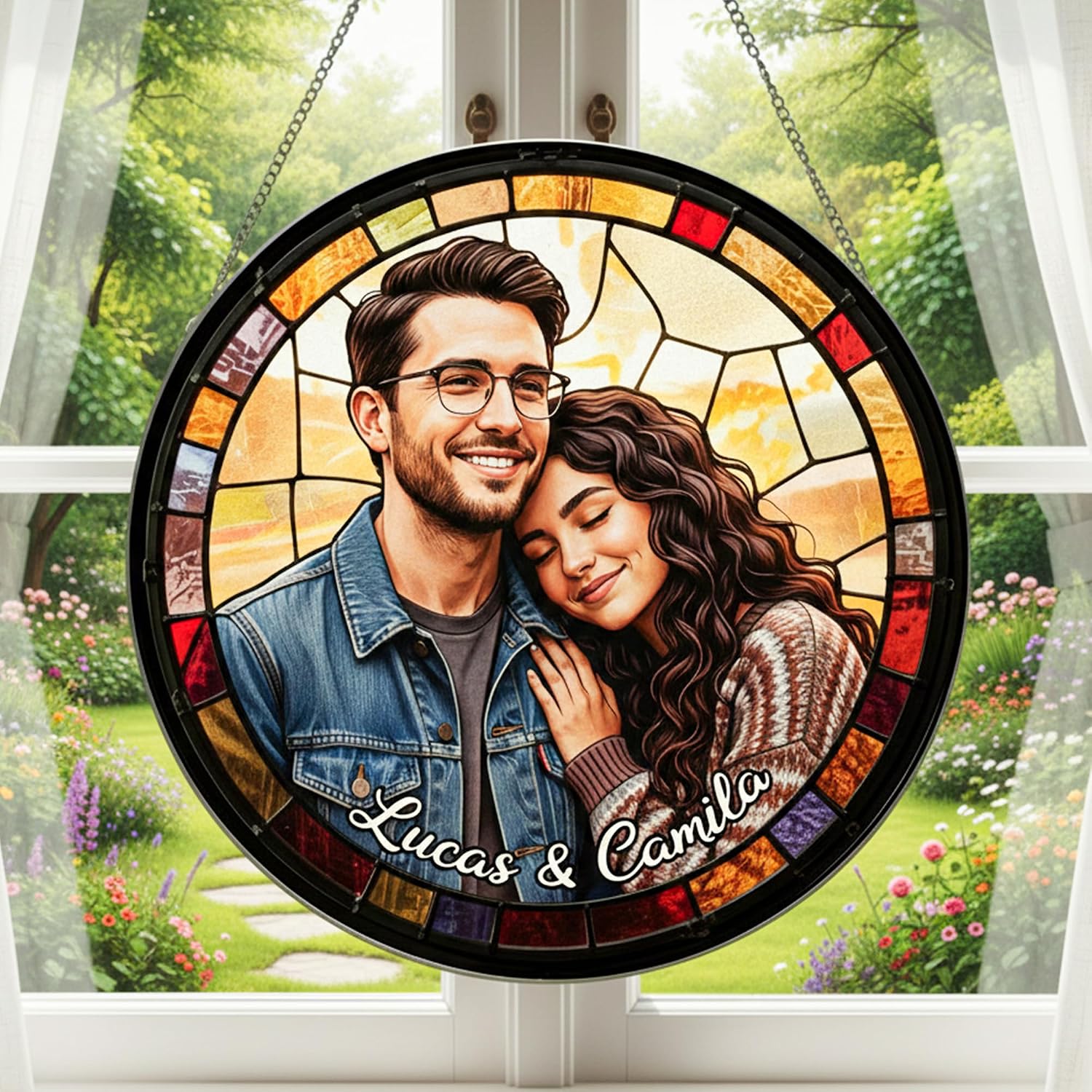 Custom Stained Glass Photo Suncatcher
